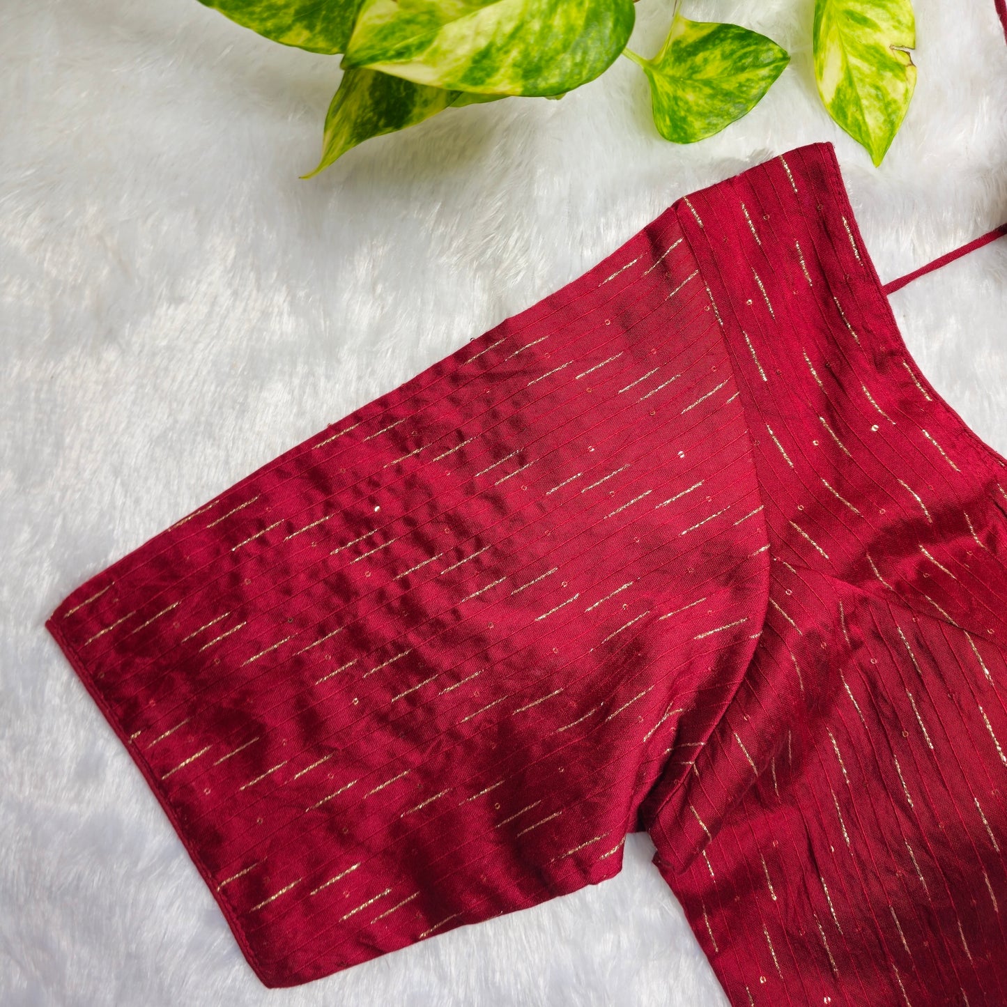 Maroon with gold Stripes Cotton Blouse
