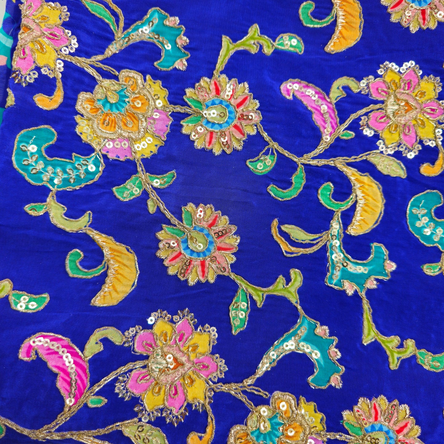 Ink Blue Crepe Kalamkari Blouse Piece