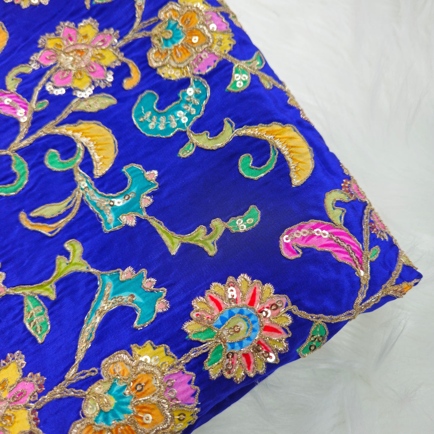 Ink Blue Crepe Kalamkari Blouse Piece