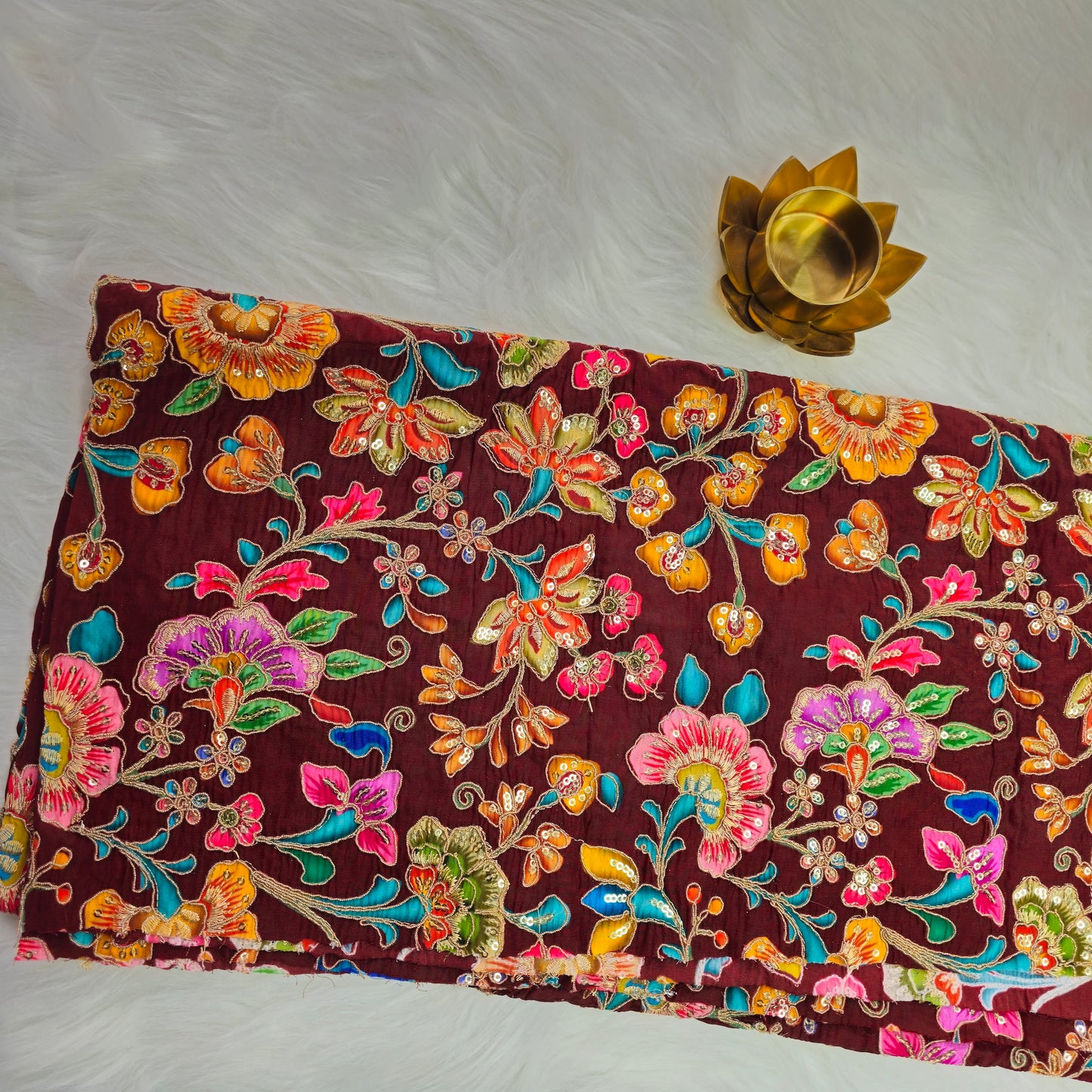 Maroon Crepe Kalamkari Blouse Piece