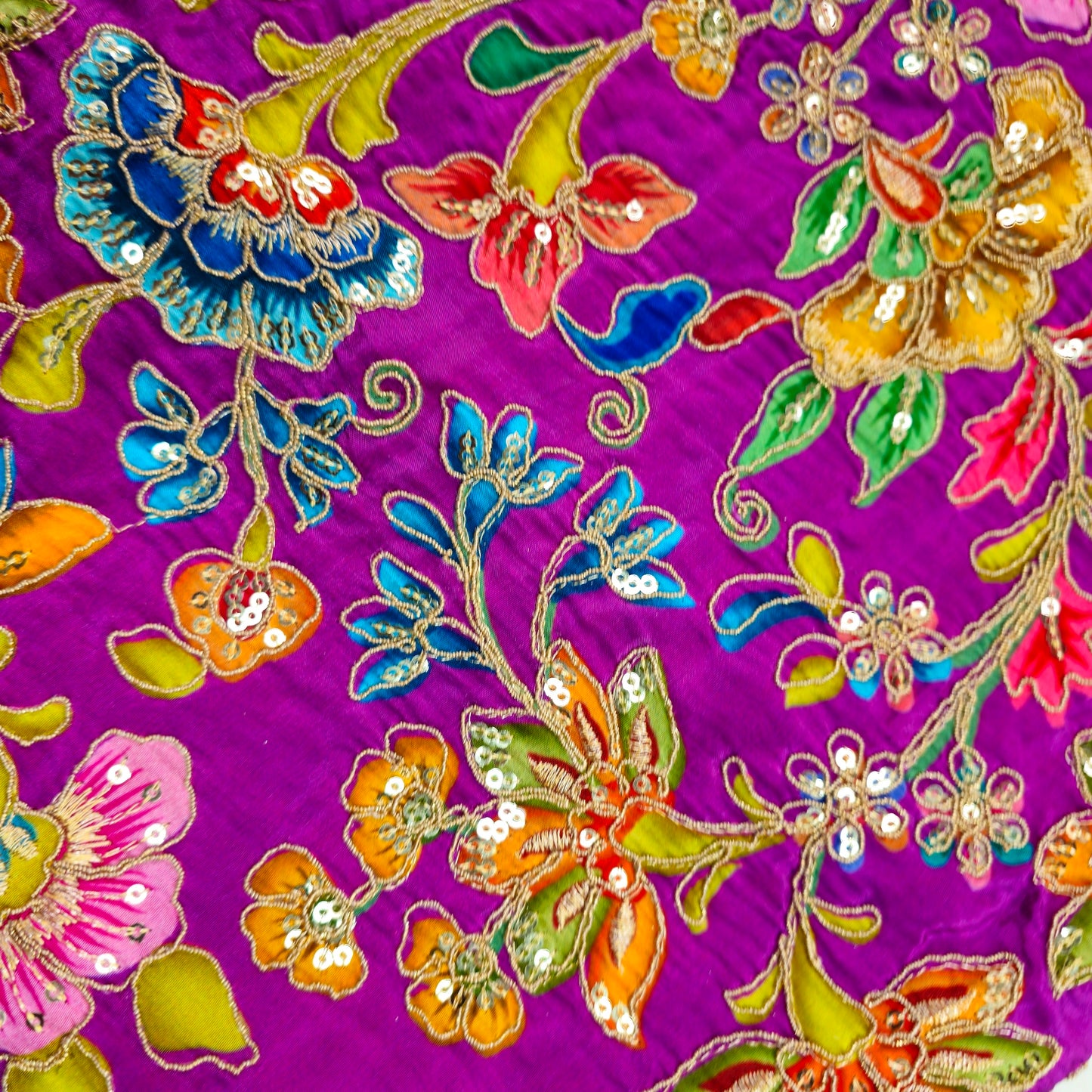 Pinkish Purple Crepe Kalamkari Blouse Piece