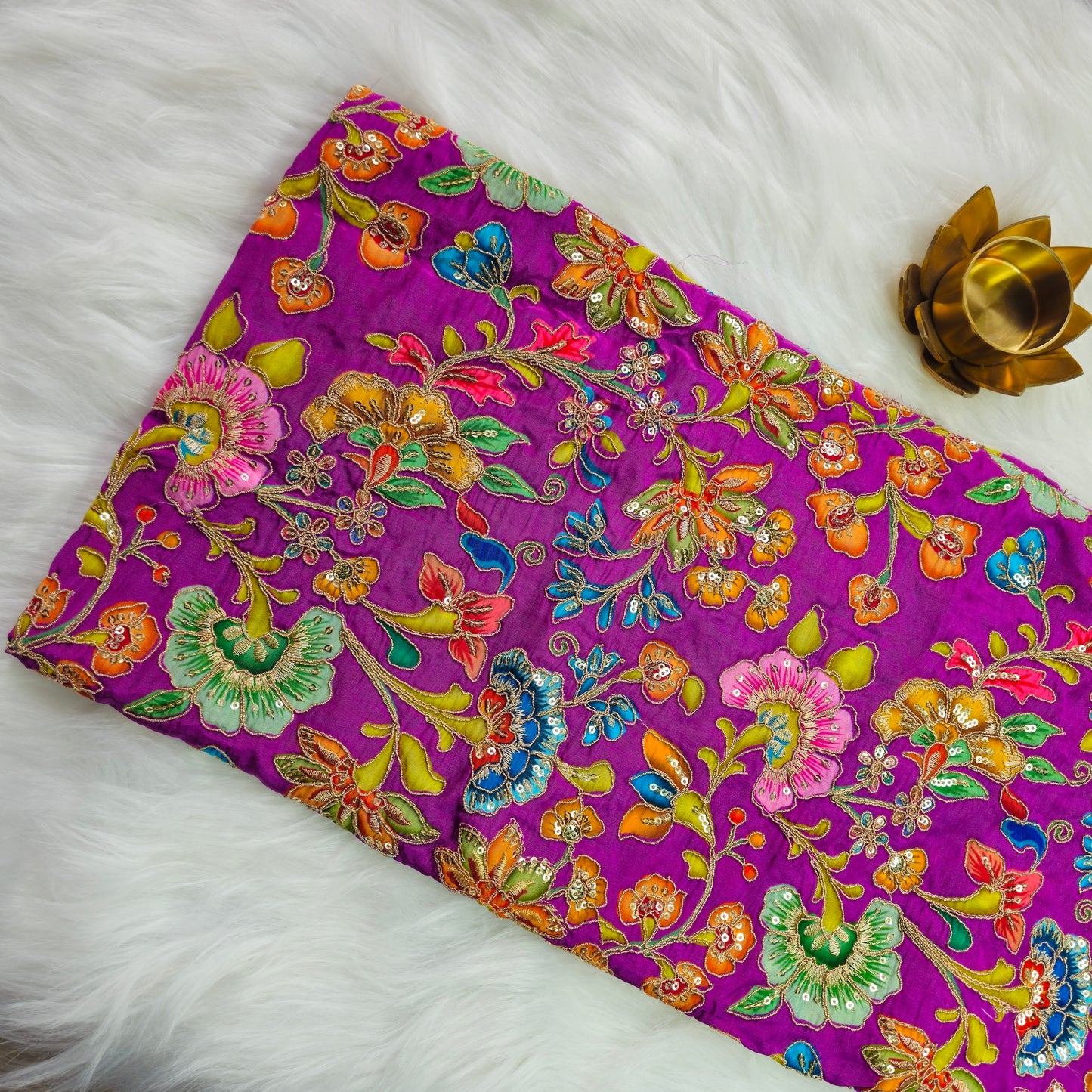 Pinkish Purple Crepe Kalamkari Blouse Piece