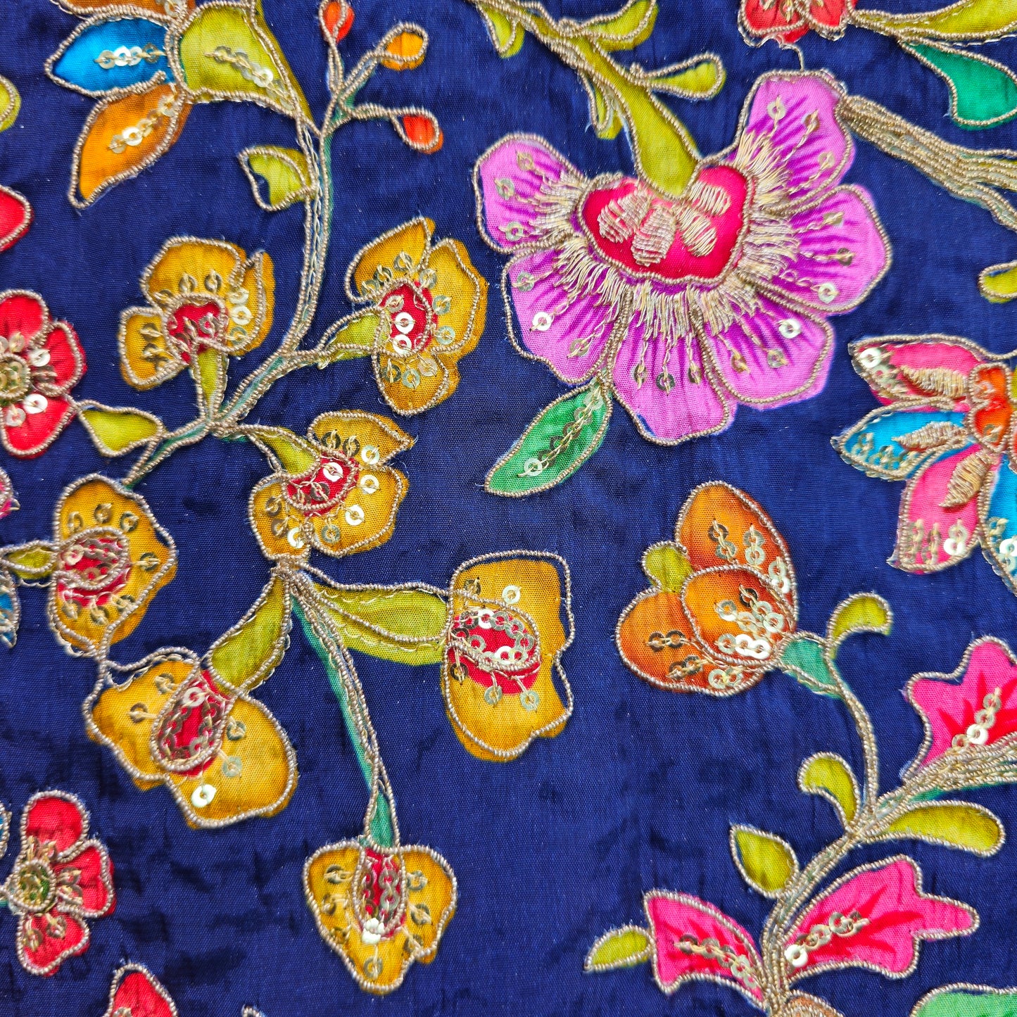 Navy Blue Crepe Kalamkari Blouse Piece